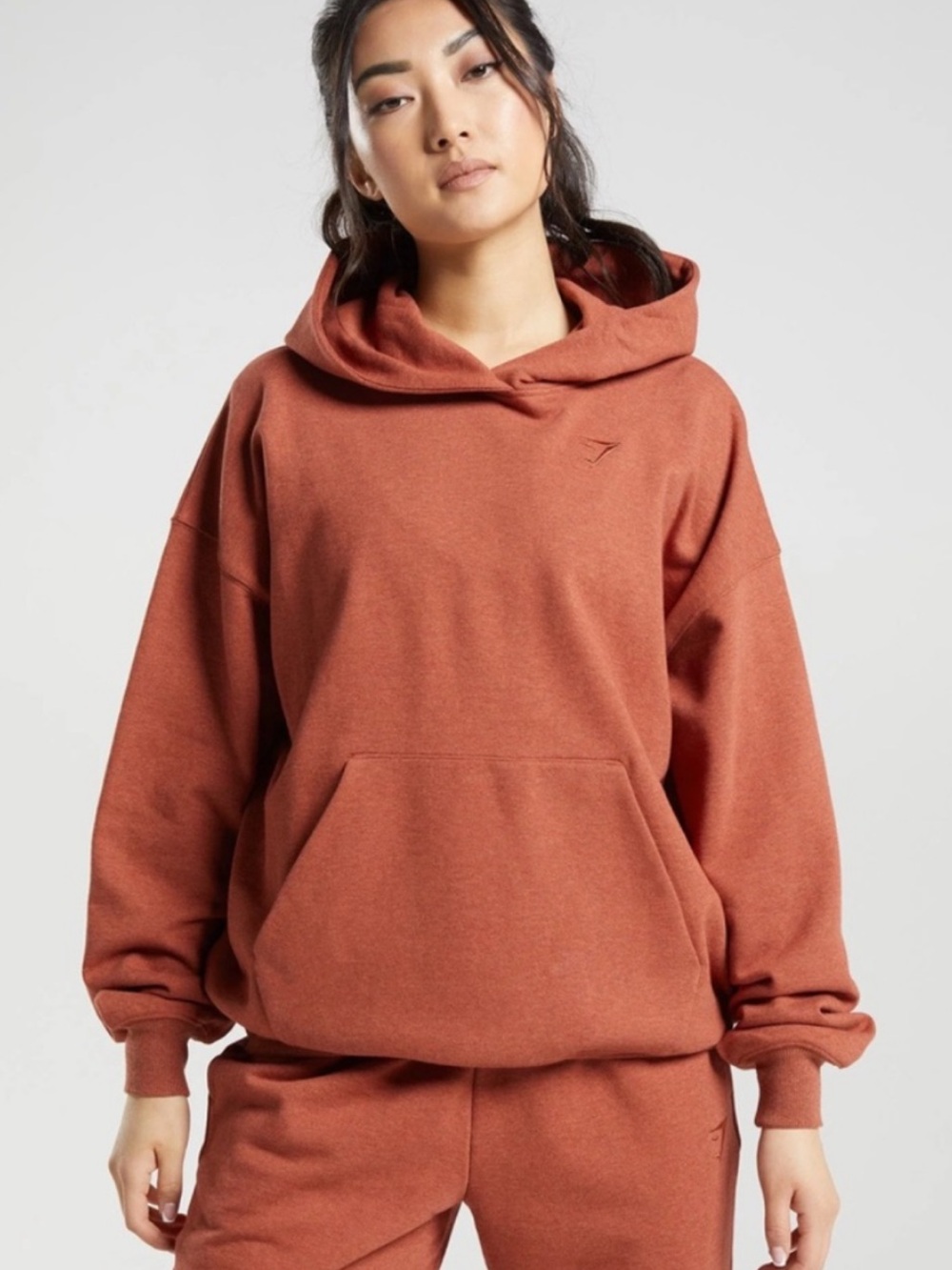 Gymshark Women's Rust Burnt Orange Oversized Hooded Sweatshirt